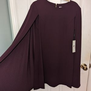Women's Eggplant Calvin Klein Cape Dress- Size 10